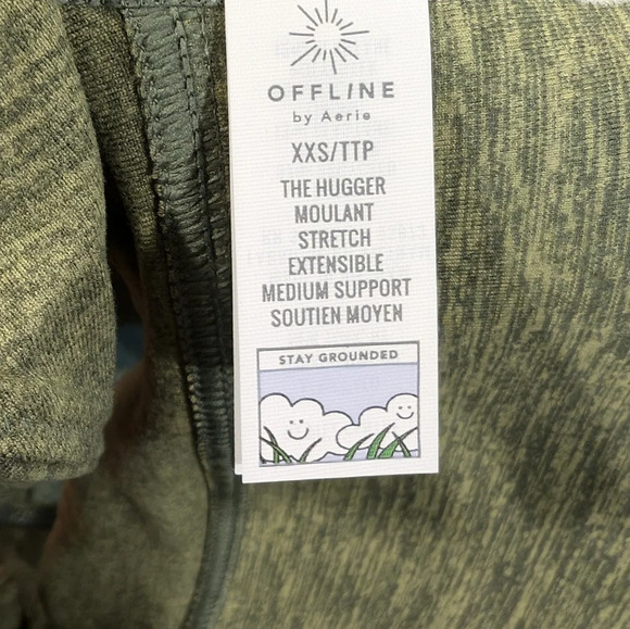 NWT OFFLINE Aerie v neck sports bra green heathered XXS - Picture 5 of 6